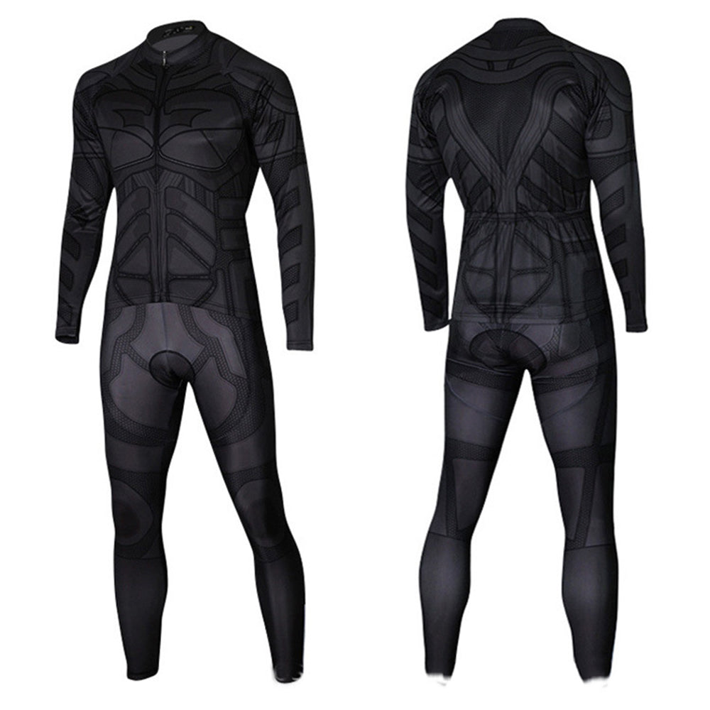 Black Panther Cycling Long Sleeve Jersey+Pants Man of Steel Bicycle Set Suit Sz S-3XL
