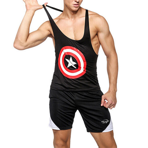 Men's Captain America Tank Tops Gym Vest
