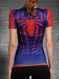 Spiderman Female Tight Elastic Compression Sport/Gym Short-Sleeved T-shirt