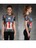 Ladies Captain America Compression Short Sleeve T-Shirt