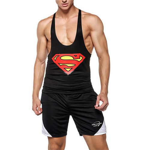Men's Red Superman Tank Tops Gym Vest