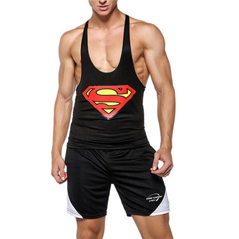 Men's Red Superman Tank Tops Gym Vest