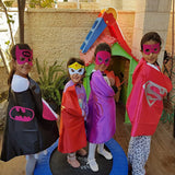 Party Superheros Cape and Mask, Double-Sides Satin Capes Dress up Costumes for Kids, 4 Sets