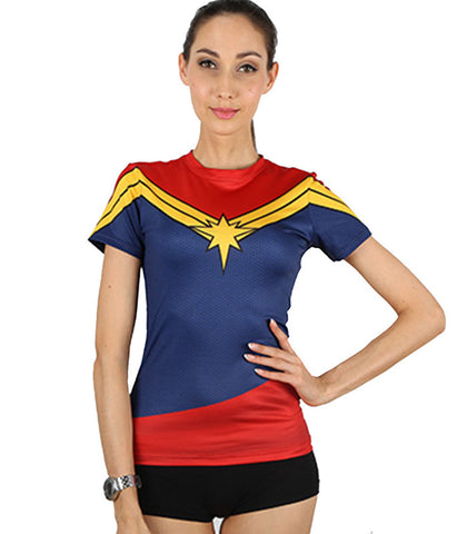 Women Captain Marvel Compression T-shirt